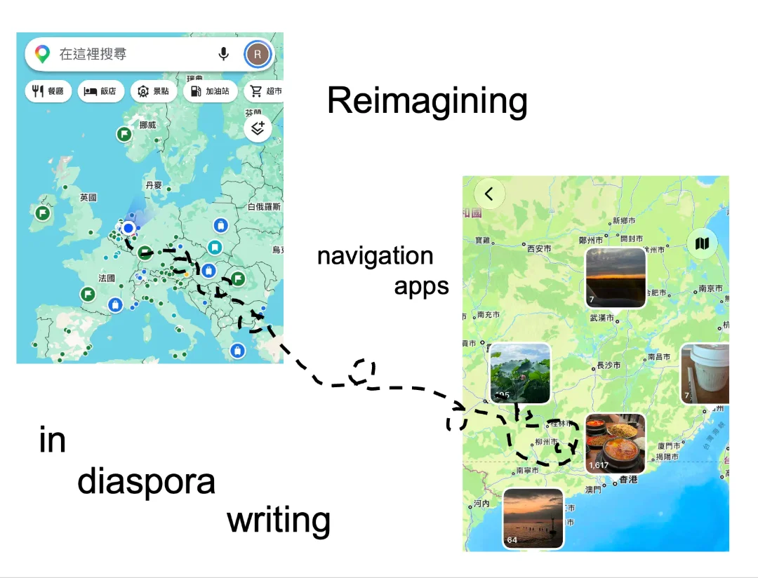 A poster of the workshop combining screenshots of two different navigation apps.